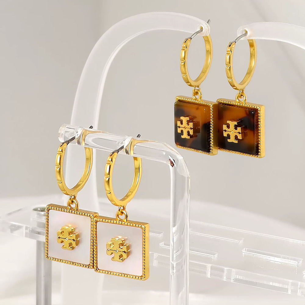 Tory Burch Tanglishuang Gold Plated Natural Mother of Pearl Earrings